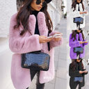 Temperament Long Sleeve Lapel Faux Fur Coat Solid