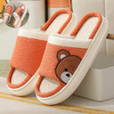 Cute Cartoon Bear Linen Slippers For Women Indoor