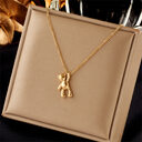 Cute Cartoon Three-dimensional Bear Necklace Titanium Dteel Chain