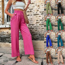 New Casual Pants With Pockets Elastic Drawstring High