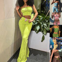 Fashion Summer Suit Embroidery Tube Top And High