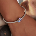 Sterling Silver S925 Beaded Bracelet White Gold Plated