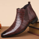 Chelsea Boots Men's 48 High-top Leather Glossy Shoes