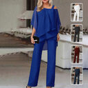 Solid Loose Irregular Suits Batwing Sleeve Top