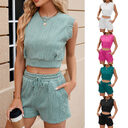 Solid Color Wave Pattern Design Suit For Women
