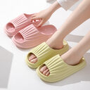 Home Slippers Women Men New Solid Striped Peep-toe