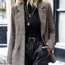 Women's Suit Jacket Plaid Printed Lapel Single Button