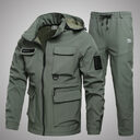 Fleece-lined Work Clothes Suit Men's Waterproof Labor Protection