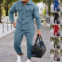 Suede Single-breasted Solid Color Slim Fit Two-piece Suit