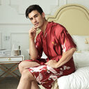 Mid-length Printed Artificial Silk Nightgown Men's Groom Best