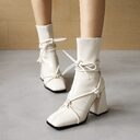 European And American Lace Up Thick High Heel