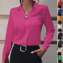 Commuter V-neck Long-sleeved Shirts Ins Fashion Solid Color