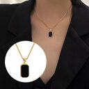 Rectangular Pendant Necklace Design 18K Gold Non-fading Fashion
