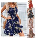 Floral Print Suspender Dress With Elastic Waist Design