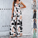 Fashion Print Square Neck Jumpsuit With Pockets Spring