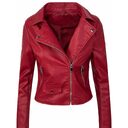 Women's Fall Winter Coat Slim PU Leather Short