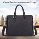 Men's Briefcase Genuine Leather 14-inch Laptop Bag Horizontal