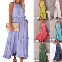 Summer Vacation Style Halter Neck Long Dresses Women