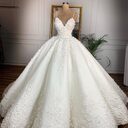 Deep V-neck Sexy Lace Floor-length Wedding Dress Romantic