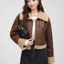 Stand Collar Fur Integrated Lamb Short Coat