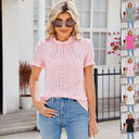 New Fashion Lacework Round Neck Top Summer Puff