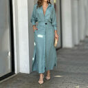 Women's Elegant Tied Solid Color Waisted Long-sleeved Shirt