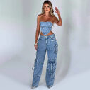 Women's Suit Low Waist Three-dimensional Tube Top