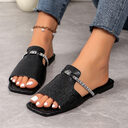 Fashion Rhinestone Strap Design Sandals Summer New Square