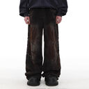 Distressed And Dirty Waste Jeans Men's Baggy Straight