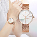 Women's Fashion Simple Geometric Quartz Watch Mesh Strap