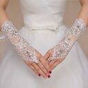 New Bridal Lace Sewing Diamond Wedding Gloves Short