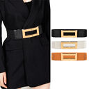 Women's Simple Temperament Elastic Wide Belt Metal Square