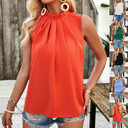 Fashion Sleeveless Top Summer Elegant Pleated Design Shirt