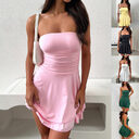 Y2K Tube-top Short Dress Summer Sexy Pleated Tight