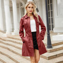 New European And American-style Mid-length Leather Coat