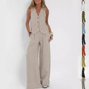Summer Vest Suits V-neck Botton Sleeveless Top
