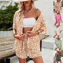 2Pcs Casual Printed Suits Short-sleeved Shirt And Drawstring
