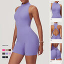 Fitness Yoga Jumpsuit With Zipper Summer Backless Shorts
