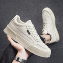 Casual Board Flat Shoes Men Breathable Thick-soled Lace-up