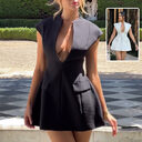 Sexy Deep V-neck A-line Dress Summer Fashion French