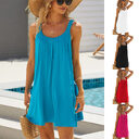 Solid Color Loose Beach Dress Casual Vacation Suspender