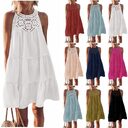 Summer Halterneck A-line Dress With Flower Hollow Lace