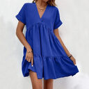 New Short-sleeved V-neck Dress Summer Casual Sweet Ruffled