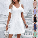 New Off-shoulder Short-sleeved Dress Fashion Summer Slimming A-line
