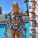 3pcs Pring Bikini With Long Sleeve Cardigan Fashion