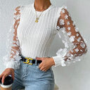 Women's Mesh Small Flower Chiffon Shirt Summer Round