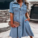 Women's Single-breasted Lapel Denim Dress Ins Fashion Temperament