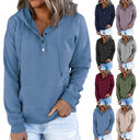 Long-sleeved Hooded Sweatshirt With Pockets Fashion Casual Button