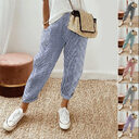 Women's Striped Print Trousers Summer Fashion Casual Loose