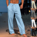 Casual Wide-Leg Straight Pants With Pockets Fashion Drawstring